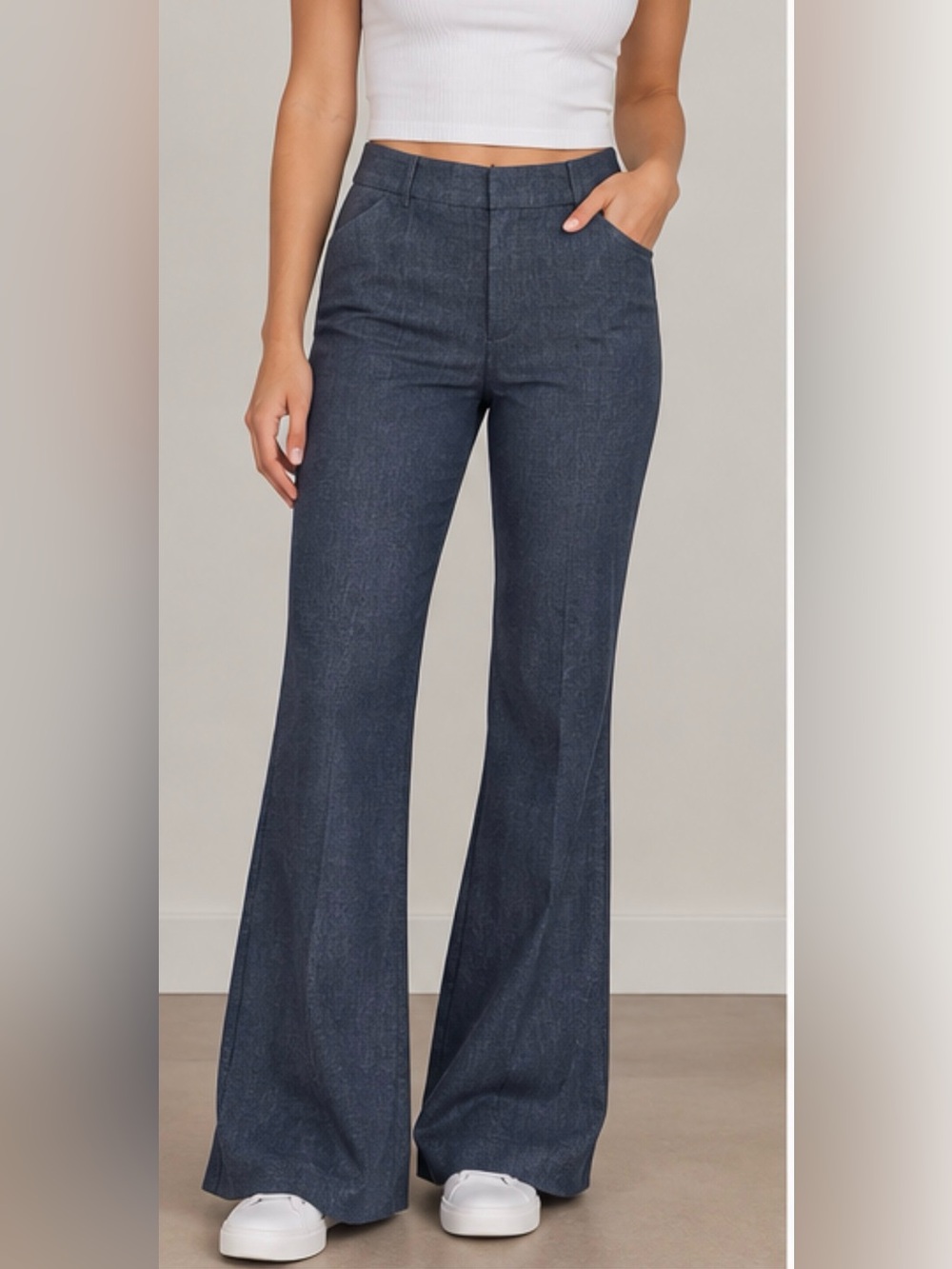 Express editor Flare Trouser high-Rise Dark Blue Wide Leg Jeans 8